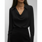 Charlotte | Women's Blouse With Draped Neckline And Long Sleeves | Elegant