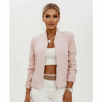 Charlotte | Women's Bomber Jacket With Zip Closure And Ruched Sleeves | Chic
