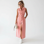 Charlotte | Women's Denim Dress With Sleeveless Design And Button Closure | Casua