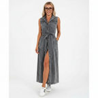 Charlotte | Women's Denim Dress With Sleeveless Design And Button Closure | Casua