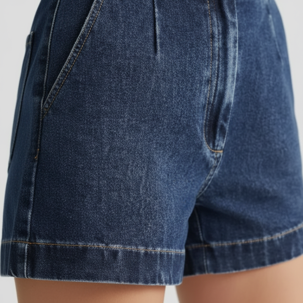 Charlotte | Women's Denim Shorts With High Waist And Pleated Detail | Casual