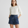 Charlotte | Women's Denim Shorts With High Waist And Pleated Detail | Casual
