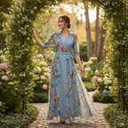Charlotte | Women's Floral Maxi Dress With Wrap Waist And V-Neck | Elegant