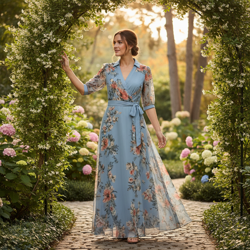 Charlotte | Women's Floral Maxi Dress With Wrap Waist And V-Neck | Elegant