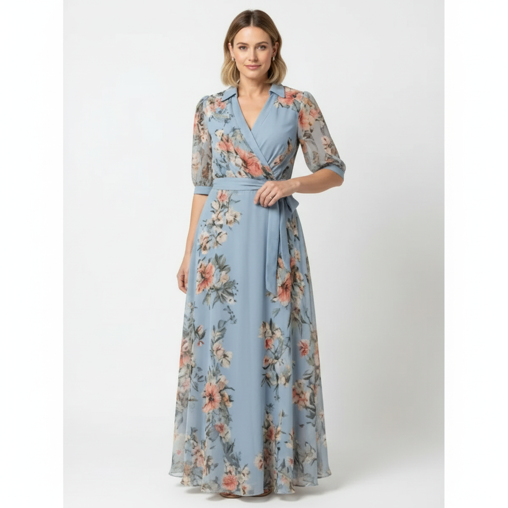 Charlotte | Women's Floral Maxi Dress With Wrap Waist And V-Neck | Elegant