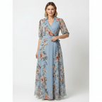 Charlotte | Women's Floral Maxi Dress With Wrap Waist And V-Neck | Elegant