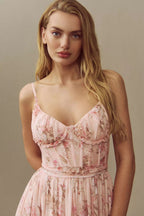 Charlotte | Women's Graduation Dress With Sweetheart Bodice And Flower Print | Feminine