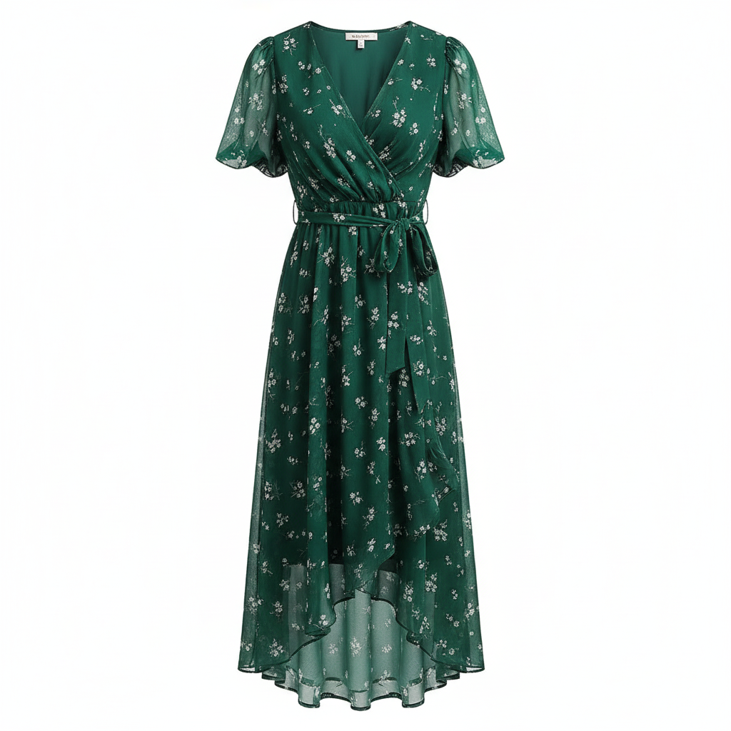 Charlotte | Women's Graduation Midi Dress With V-Neckline And Flutter Sleeves | Elegant