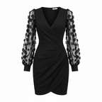 Charlotte | Women's Graduation Mini Dress With V-Neckline And Sheer Long Sleeves | Elegant