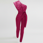 Charlotte | Women's Jumpsuit With Asymmetric Neckline And Waist Tie Detail | Party
