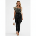 Charlotte | Women's Jumpsuit With Asymmetric Neckline And Waist Tie Detail | Party