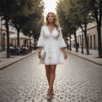 Charlotte | Women's Mini Lace Dress With V-Neckline And Flared Sleeves | Bohemian