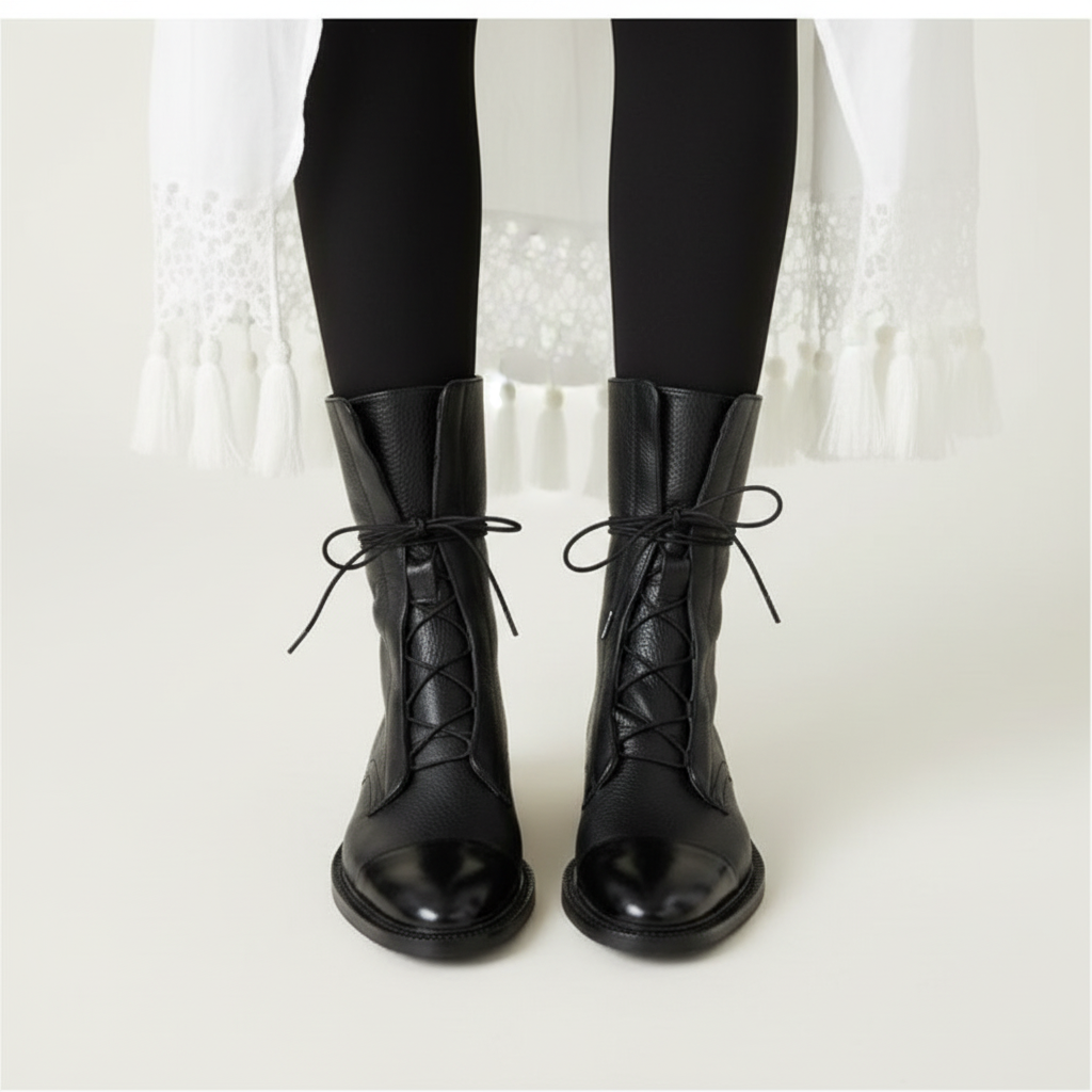 Charlotte | Women's Lace-Up Boots With Pointed Toe And Mid-Calf Design | Classic