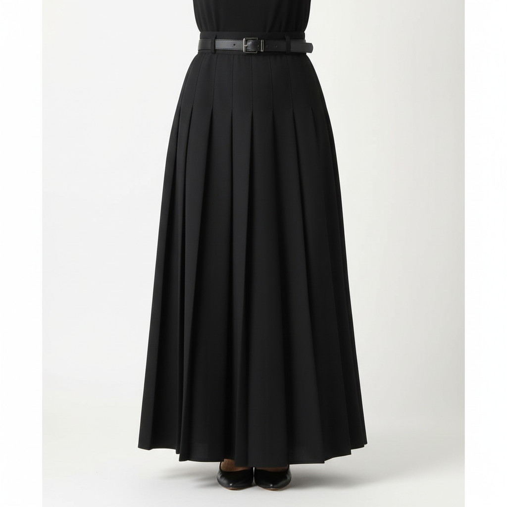 Charlotte | Women's Midi Skirt With Pleated Design And Belt Detail | Elegant