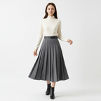 Charlotte | Women's Midi Skirt With Pleated Design And Belt Detail | Elegant