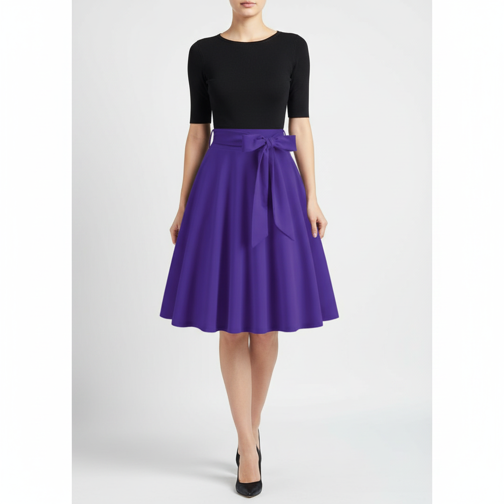 Charlotte | Women's Midi Skirt With Pleated Design And Tie Waist Detail | Elegant
