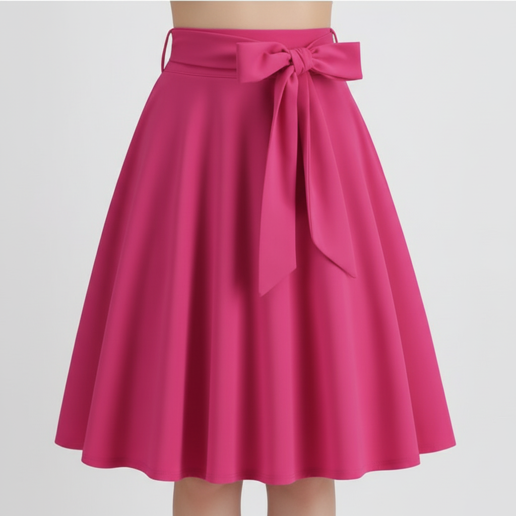 Charlotte | Women's Midi Skirt With Pleated Design And Tie Waist Detail | Elegant
