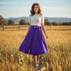 Charlotte | Women's Midi Skirt With Pleated Design And Tie Waist Detail | Elegant