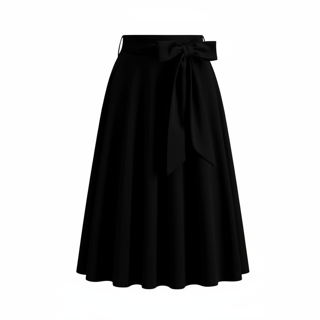 Charlotte | Women's Midi Skirt With Pleated Design And Tie Waist Detail | Elegant