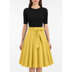 Charlotte | Women's Midi Skirt With Pleated Design And Tie Waist Detail | Elegant