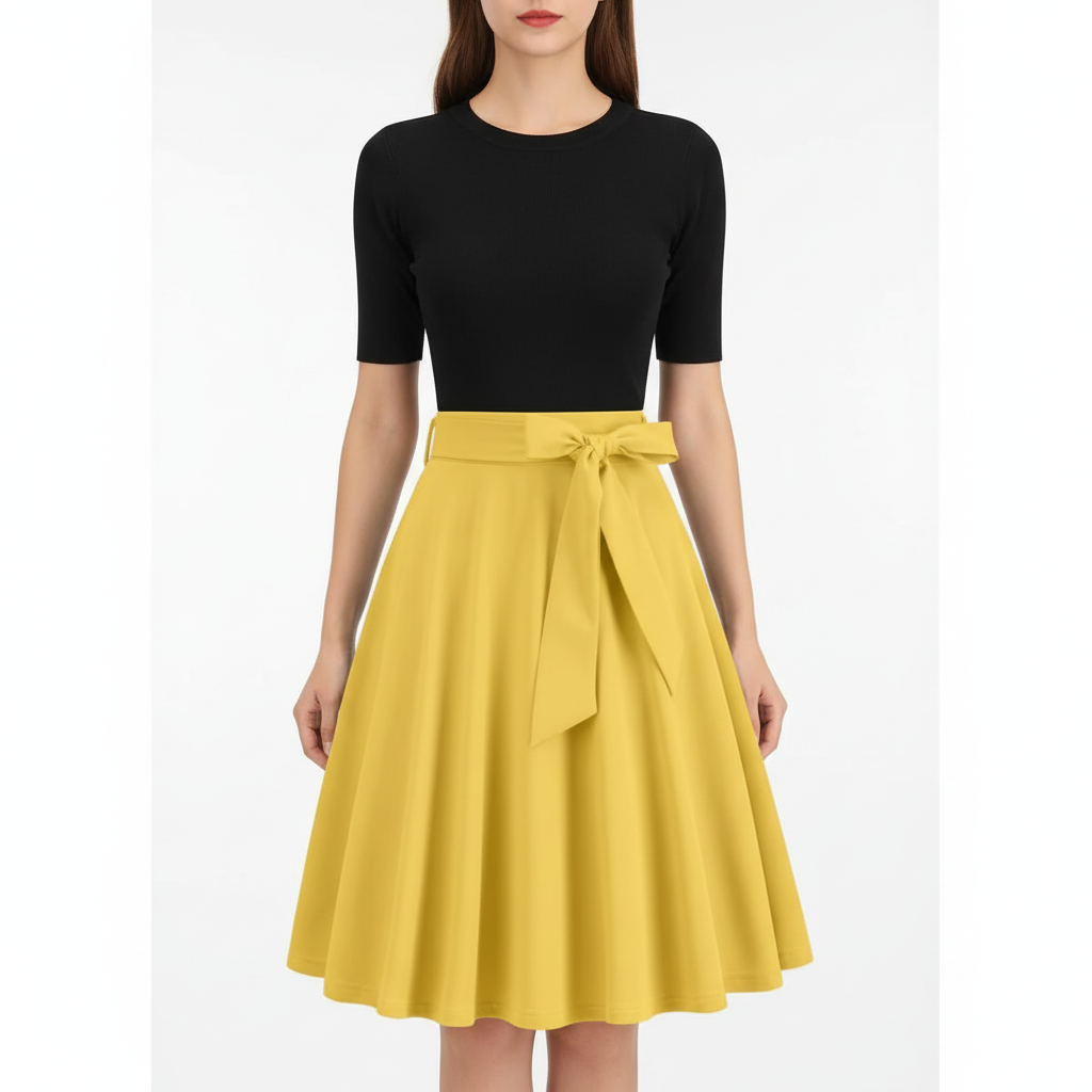 Charlotte | Women's Midi Skirt With Pleated Design And Tie Waist Detail | Elegant