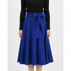 Charlotte | Women's Midi Skirt With Pleated Design And Tie Waist Detail | Elegant