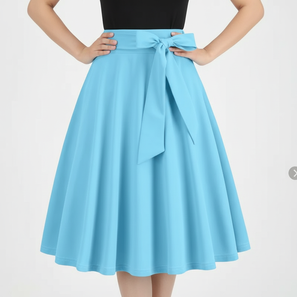 Charlotte | Women's Midi Skirt With Pleated Design And Tie Waist Detail | Elegant