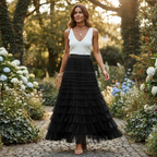 Charlotte | Women's Midi Skirt With Tiered Design And Pleated Layers | Elegant