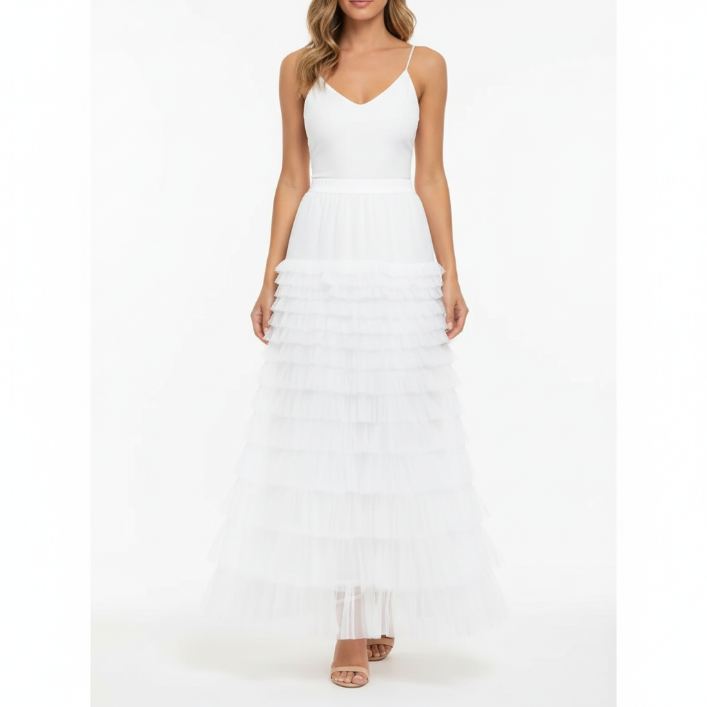 Charlotte | Women's Midi Skirt With Tiered Design And Pleated Layers | Elegant