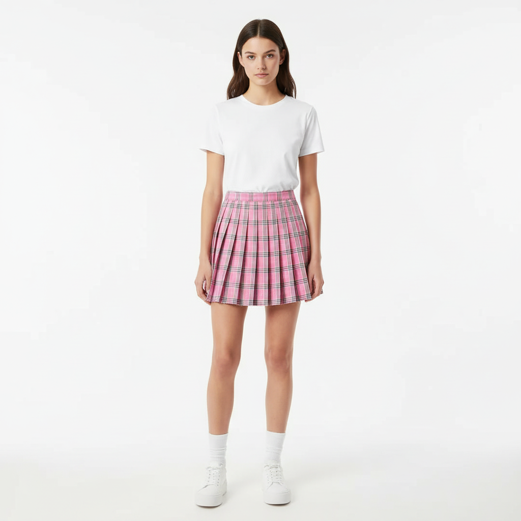 Charlotte | Women's Mini Skirt With Pleated Design And Check Pattern | Preppy