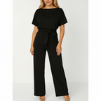 Charlotte | Women's One-Piece Jumpsuit With Short Sleeve And Tie Waist | Casual