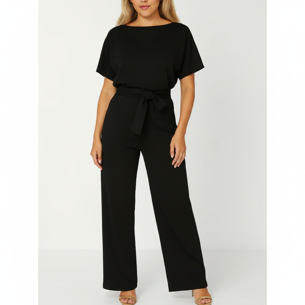 Charlotte | Women's One-Piece Jumpsuit With Short Sleeve And Tie Waist | Casual