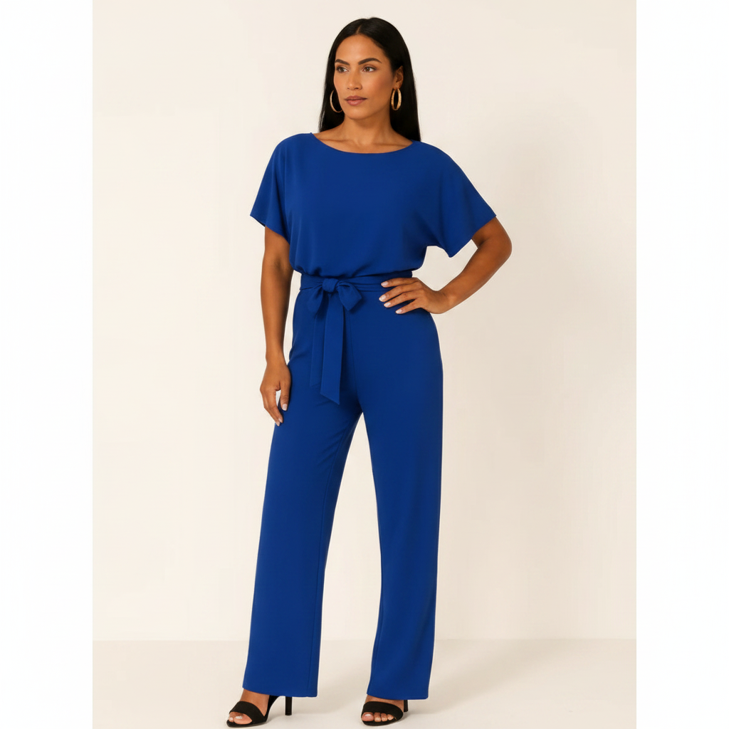 Charlotte | Women's One-Piece Jumpsuit With Short Sleeve And Tie Waist | Casual
