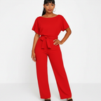 Charlotte | Women's One-Piece Jumpsuit With Short Sleeve And Tie Waist | Casual