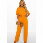 Charlotte | Women's One-Piece Jumpsuit With Short Sleeve And Tie Waist | Casual