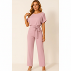 Charlotte | Women's One-Piece Jumpsuit With Short Sleeve And Tie Waist | Casual