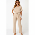 Charlotte | Women's One-Piece Jumpsuit With Short Sleeve And Tie Waist | Casual