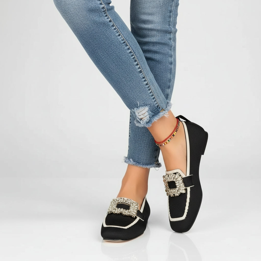 Charlotte | Women's Orthopedic Loafers With Rhinestone Detail And Slip On Design | Elegant
