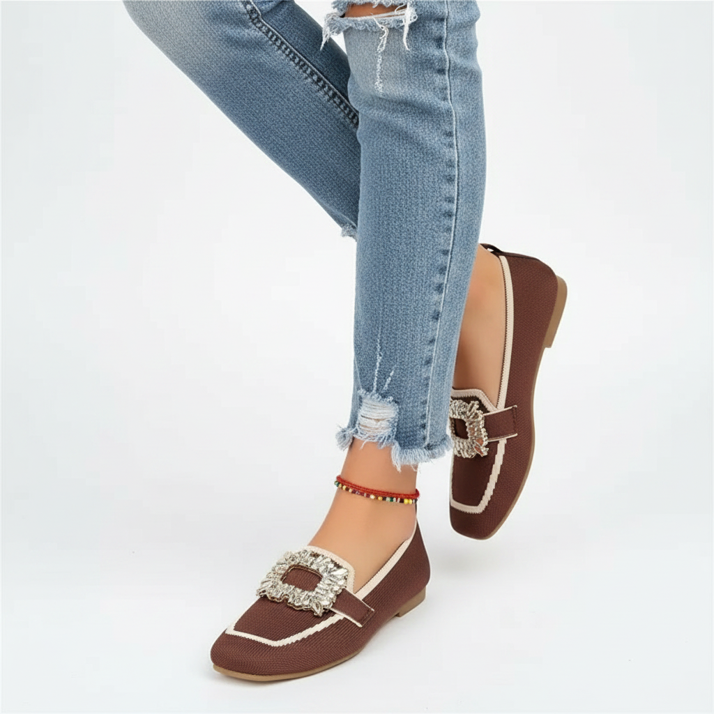 Charlotte | Women's Orthopedic Loafers With Rhinestone Detail And Slip On Design | Elegant