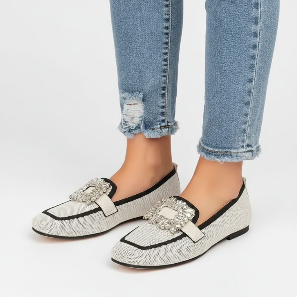 Charlotte | Women's Orthopedic Loafers With Rhinestone Detail And Slip On Design | Elegant