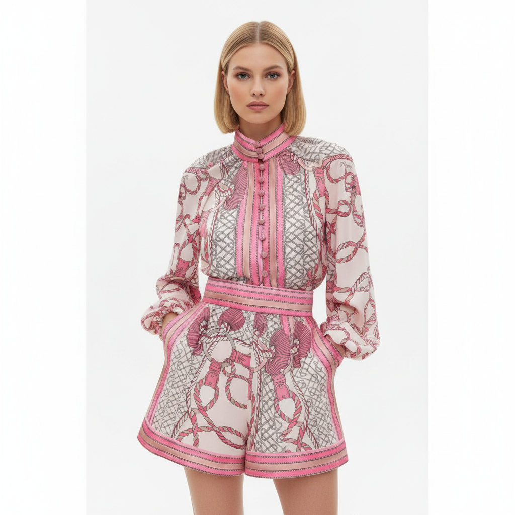 Charlotte | Women's Romper With High Neck And Printed Design | Chic