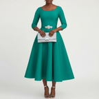 Charlotte | Women's Wedding Guest Dress With Boat Neck And Three Quarter Sleeves | Elegant