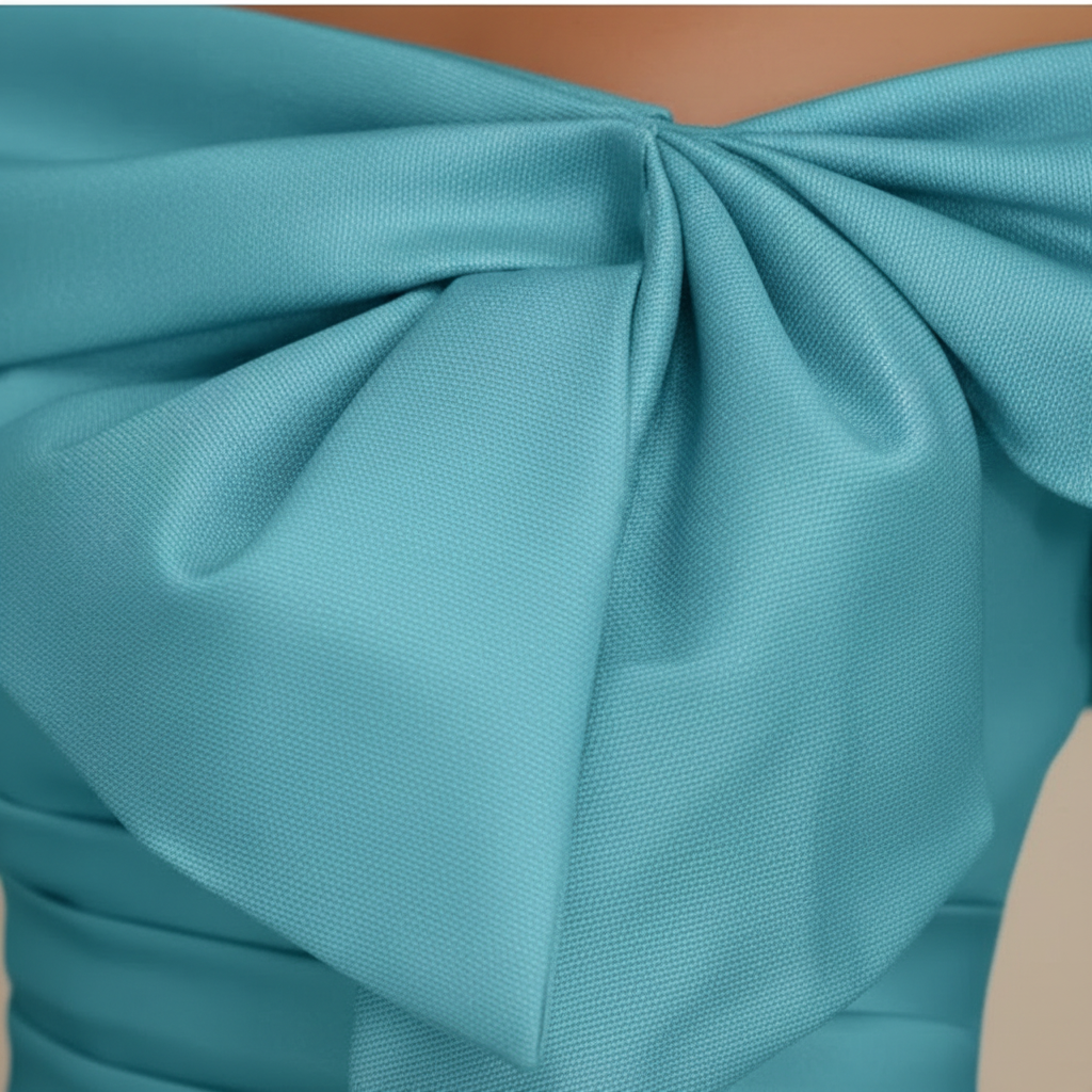 Charlotte | Women's Wedding Guest Dress With Off Shoulder Neckline And Bow Detail | Elegant