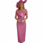 Charlotte | Women's Wedding Guest Dress With Off Shoulder Neckline And Bow Detail | Elegant