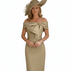 Charlotte | Women's Wedding Guest Dress With Off Shoulder Neckline And Bow Detail | Elegant