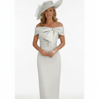 Charlotte | Women's Wedding Guest Dress With Off Shoulder Neckline And Bow Detail | Elegant