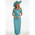 Charlotte | Women's Wedding Guest Dress With Off Shoulder Neckline And Bow Detail | Elegant