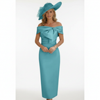 Charlotte | Women's Wedding Guest Dress With Off Shoulder Neckline And Bow Detail | Elegant