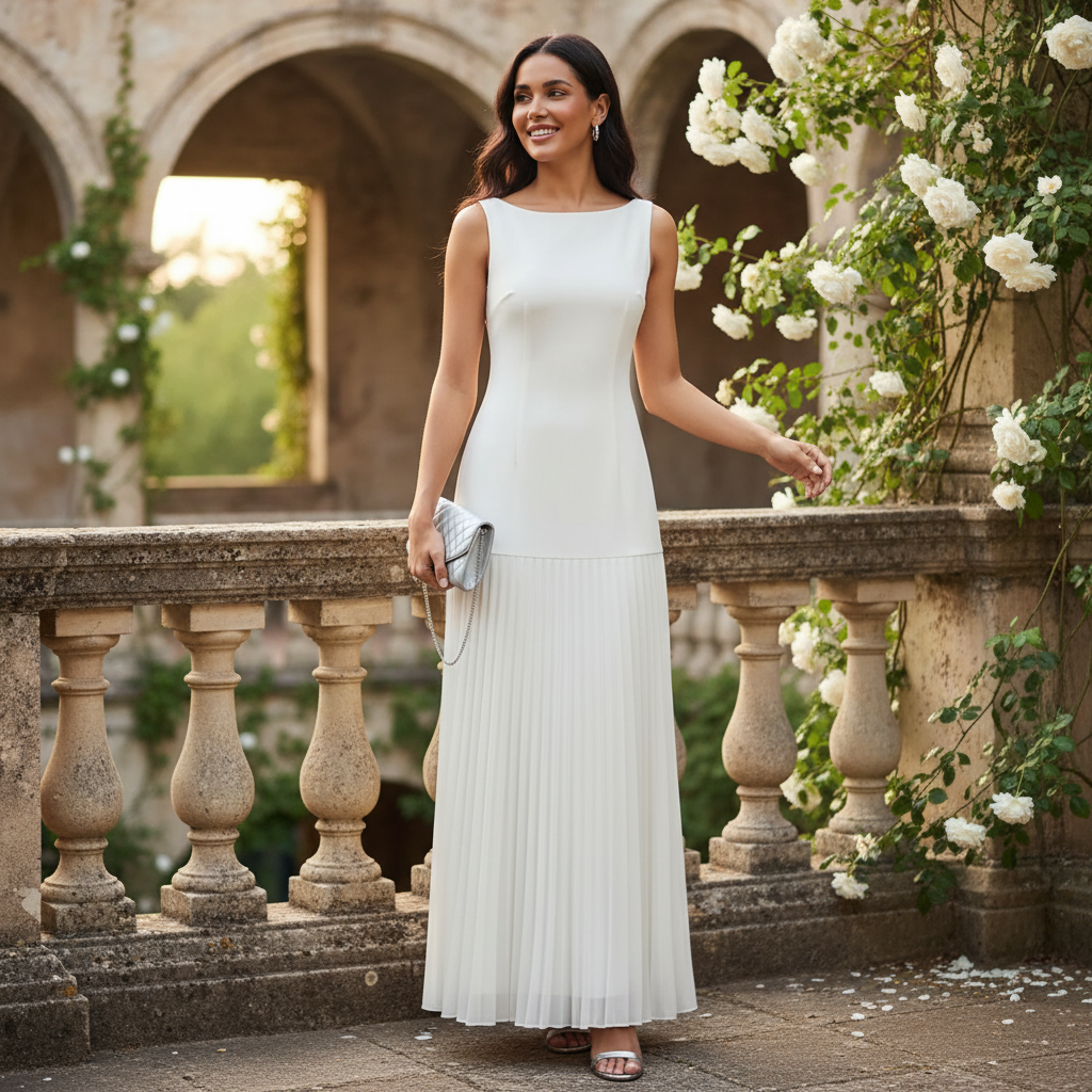 Charlotte | Women's Wedding Guest Dress With Sleeveless Design And Pleated Skirt | Elegant