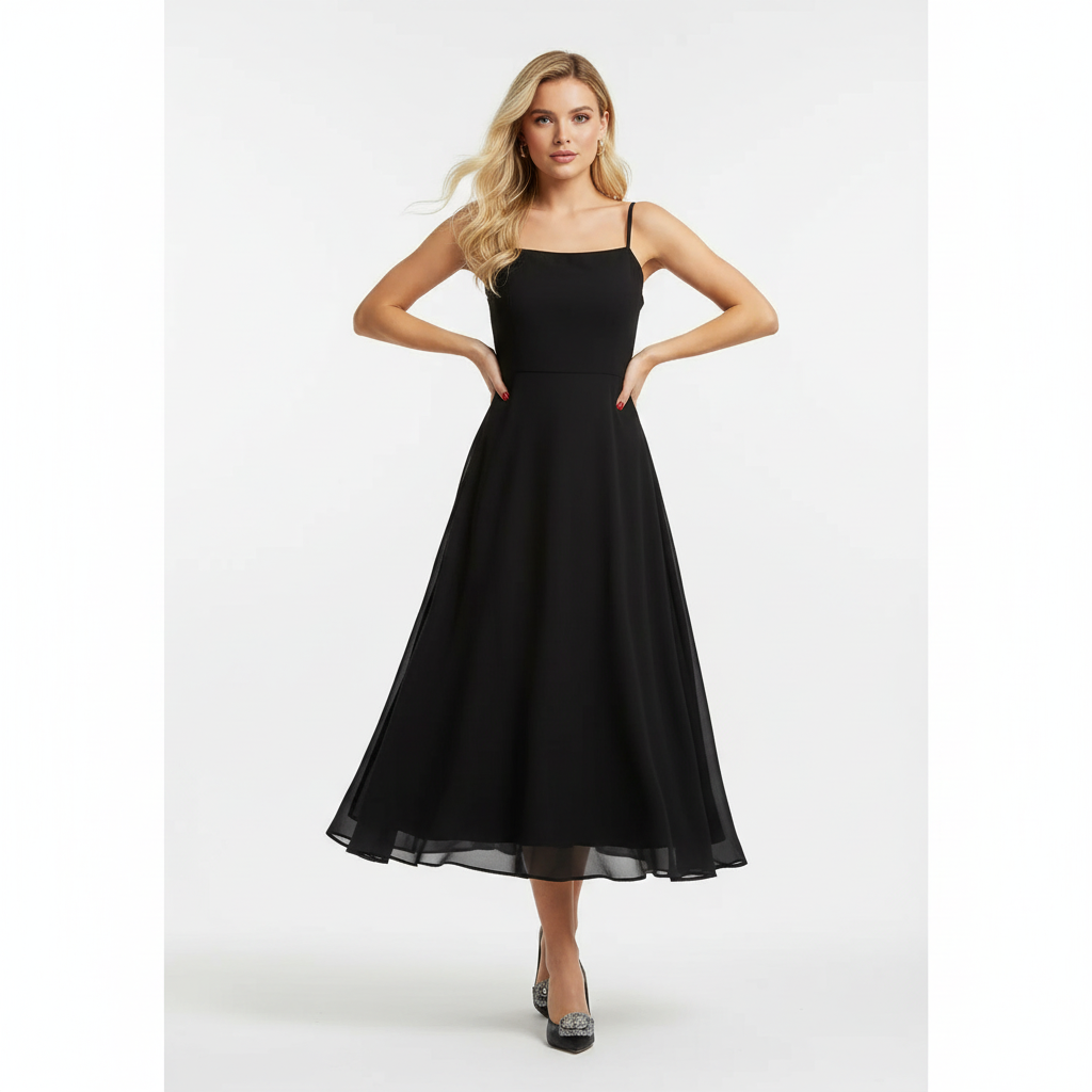 Charlotte | Women's Wedding Guest Dress With Square Neckline And Flared Skirt | Elegant